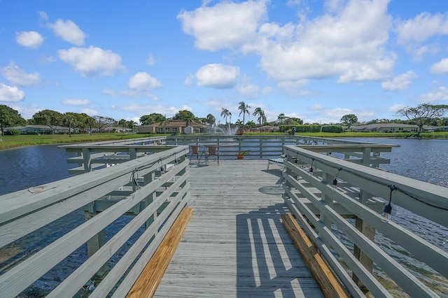 dock area featuring a water view