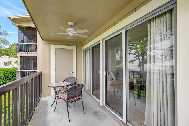 balcony with ceiling fan