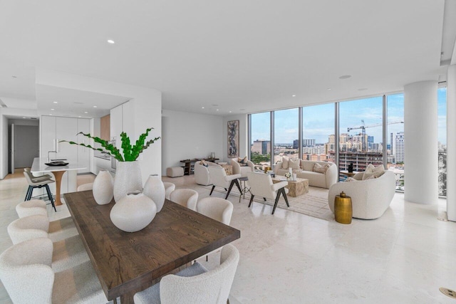 living room featuring expansive windows