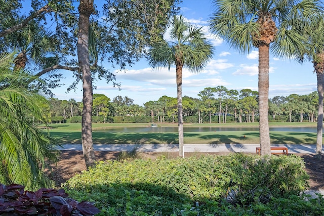 surrounding community featuring a water view