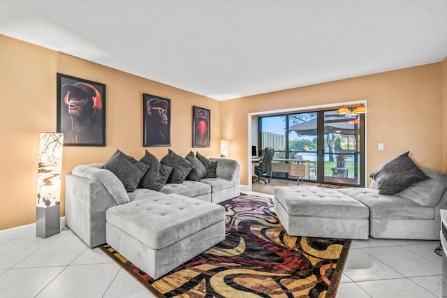 view of tiled living room