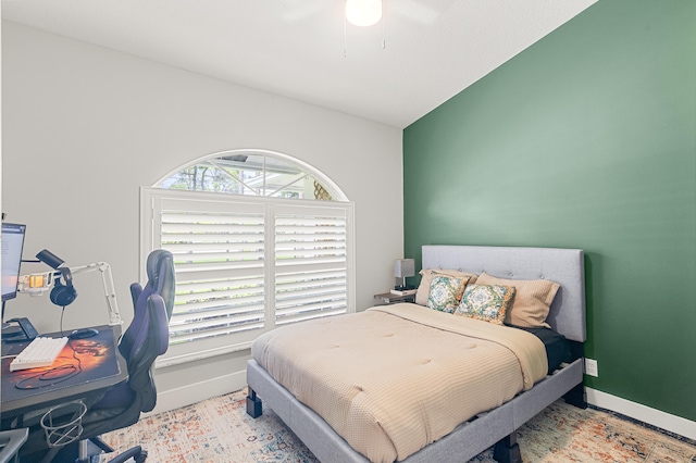 bedroom featuring ceiling fan