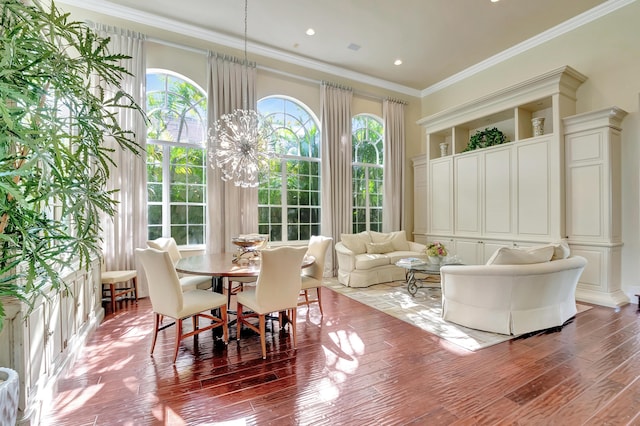 sunroom with a chandelier