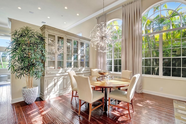 sunroom with an inviting chandelier