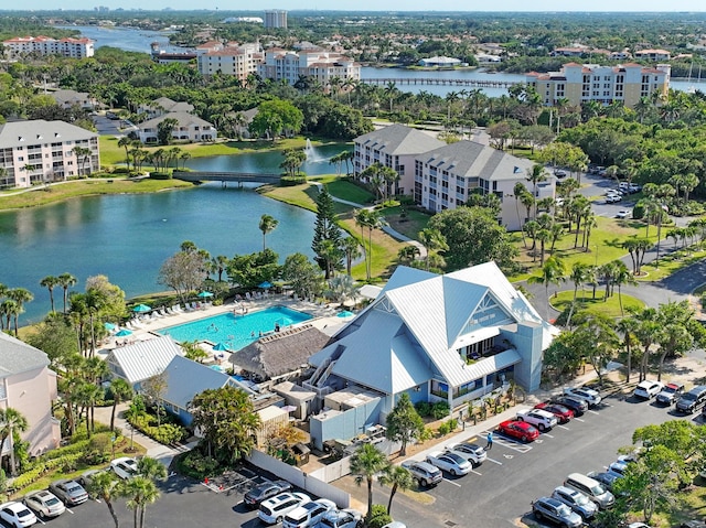 bird's eye view featuring a water view