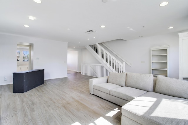 living room with light wood-type flooring