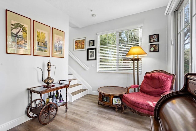 sitting room with light wood-type flooring