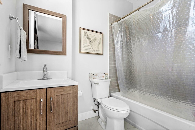 full bathroom featuring vanity, toilet, and shower / bath combo with shower curtain