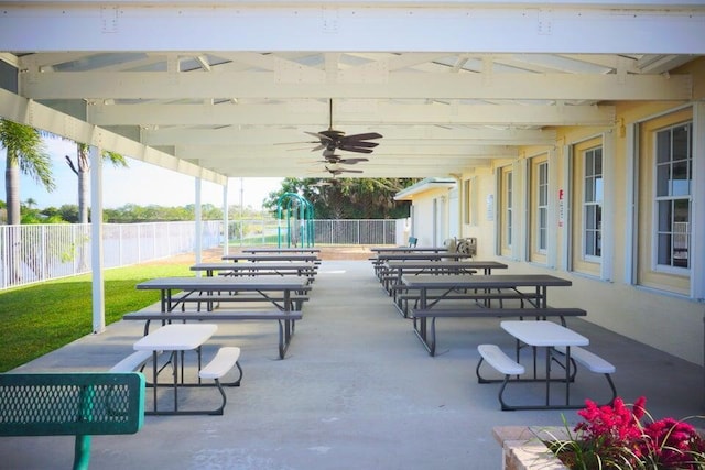 view of community with a patio area