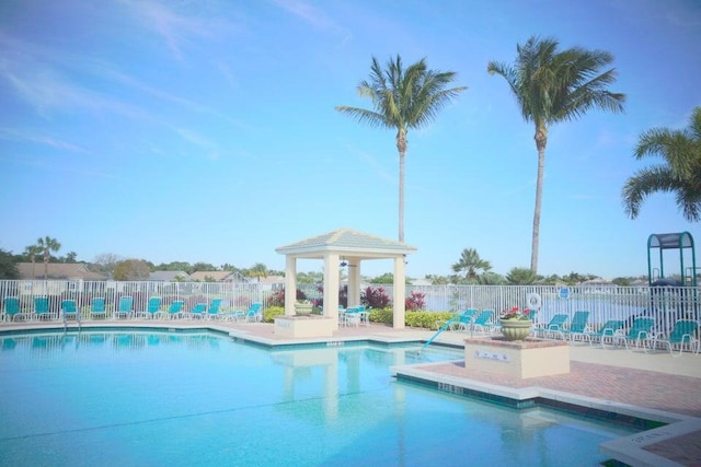 view of pool featuring a patio area