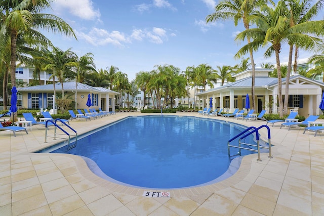 view of pool featuring a patio area