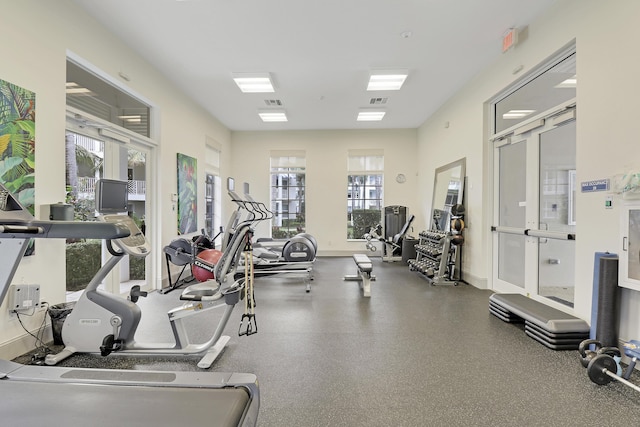 exercise room with a wealth of natural light