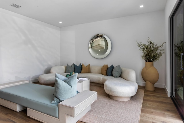 living room with hardwood / wood-style floors