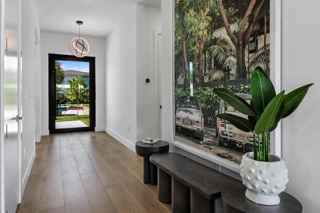 entrance foyer featuring light wood-type flooring