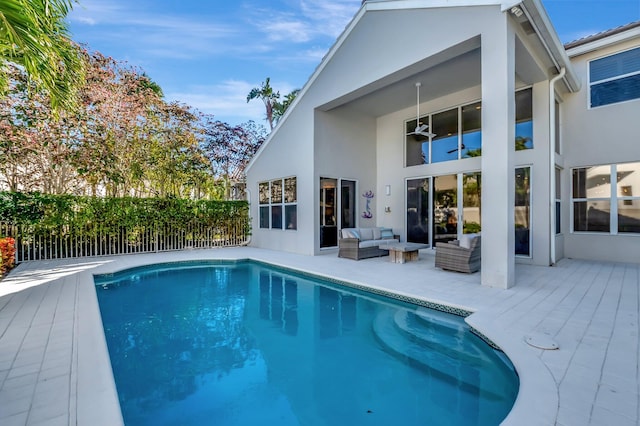 view of pool featuring an outdoor hangout area and a deck