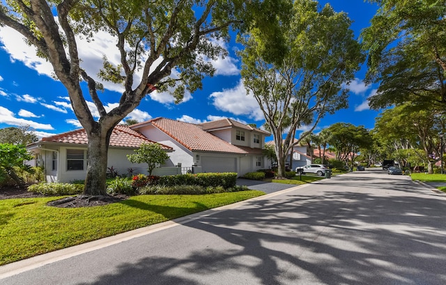 exterior space with a garage