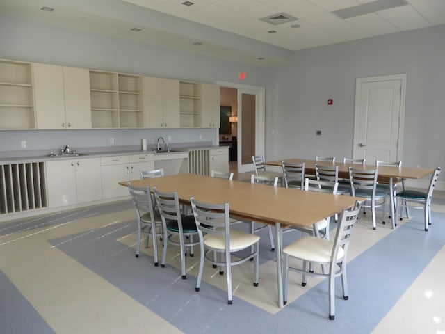 dining space with sink