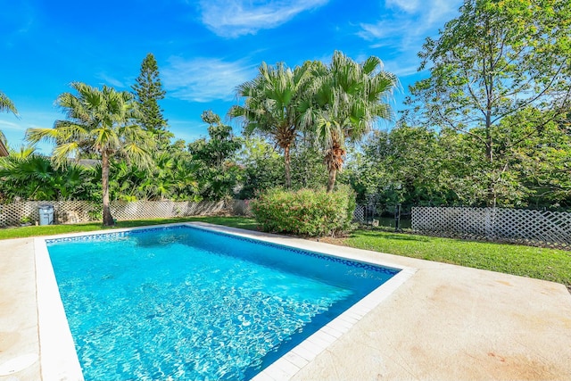 view of swimming pool featuring a patio