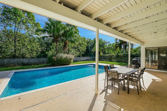 view of pool featuring a patio