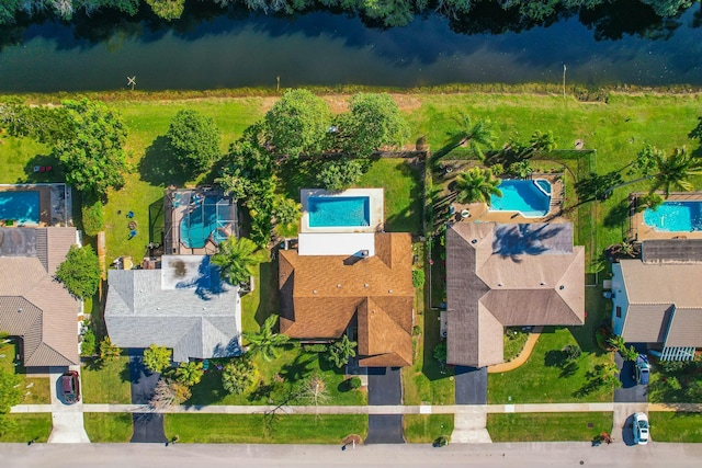 bird's eye view featuring a water view