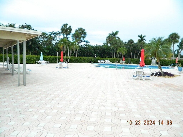 view of pool featuring a patio