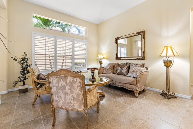 sitting room featuring tile patterned flooring