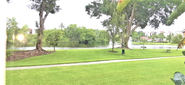 view of home's community featuring a yard and a water view