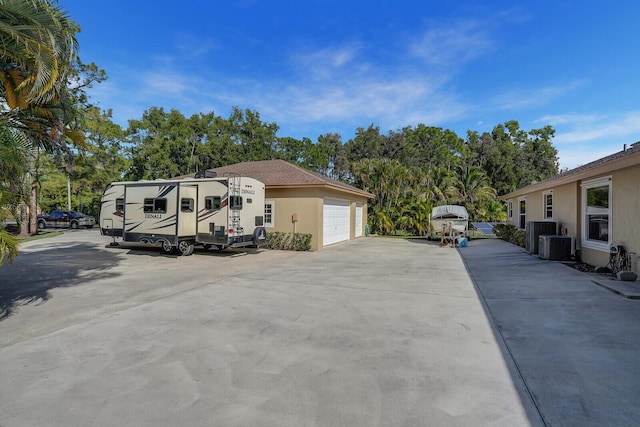 exterior space with a garage