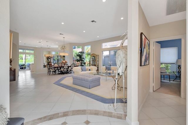 view of tiled living room