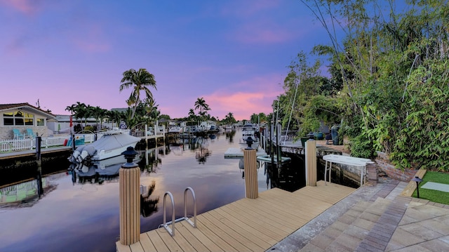 dock area with a water view