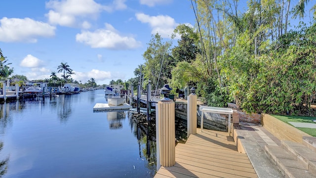 dock area featuring a water view