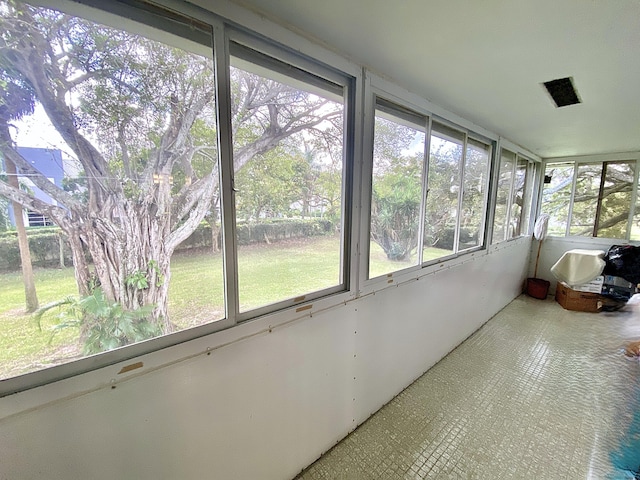 view of unfurnished sunroom