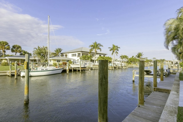 dock area featuring a water view