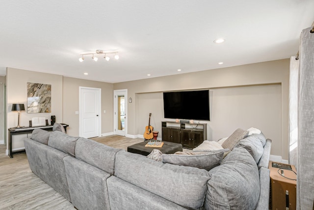 living room featuring light wood-type flooring