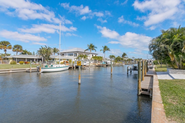 view of dock featuring a water view