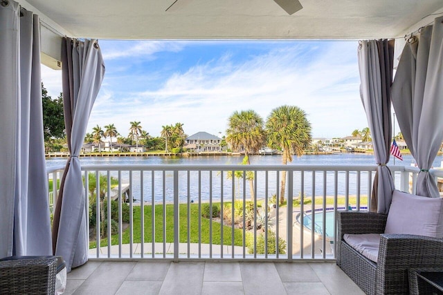 balcony with a water view