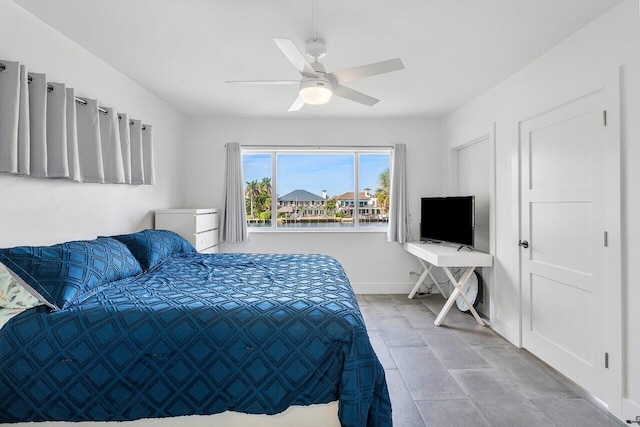 bedroom featuring ceiling fan