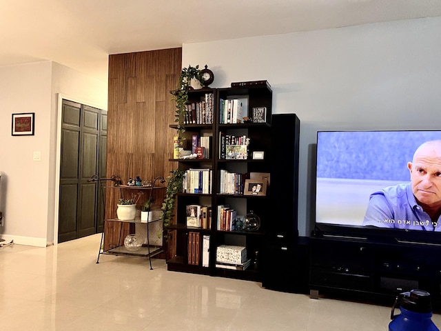 interior space with light tile patterned floors