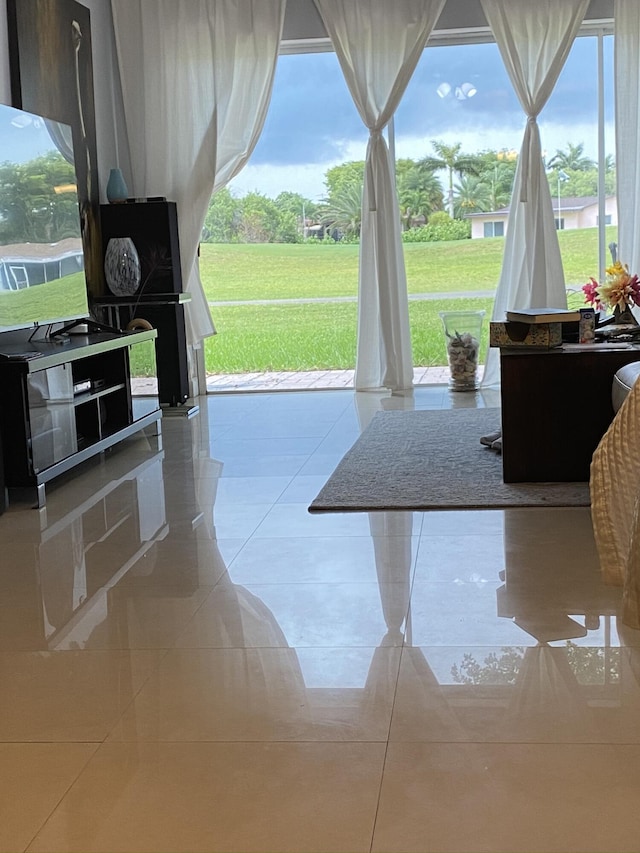 interior space with tile patterned floors