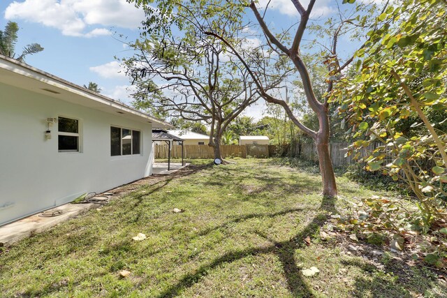 view of yard with a storage shed