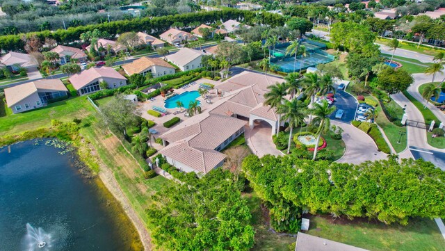 bird's eye view featuring a water view