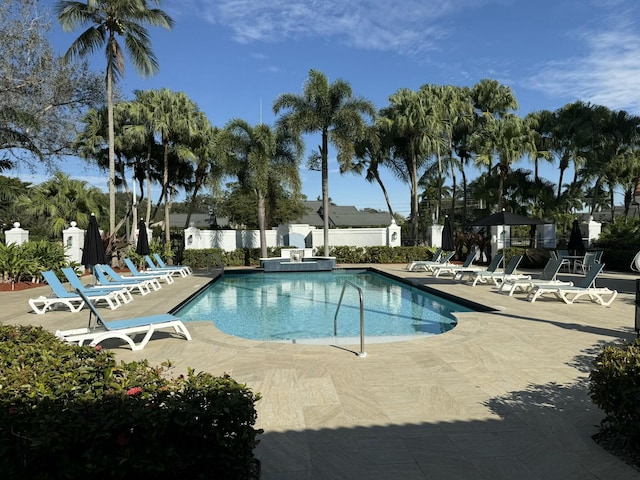 view of pool with a patio