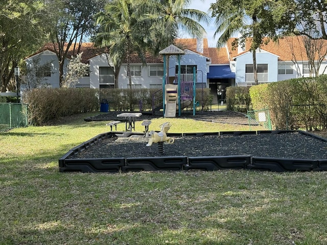 view of yard with a playground