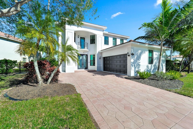 view of front of home with a balcony