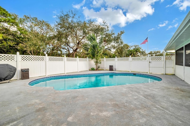 view of swimming pool with a patio