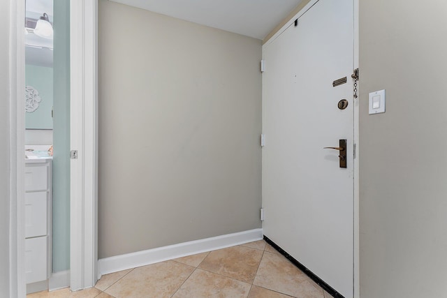 interior space featuring light tile patterned floors