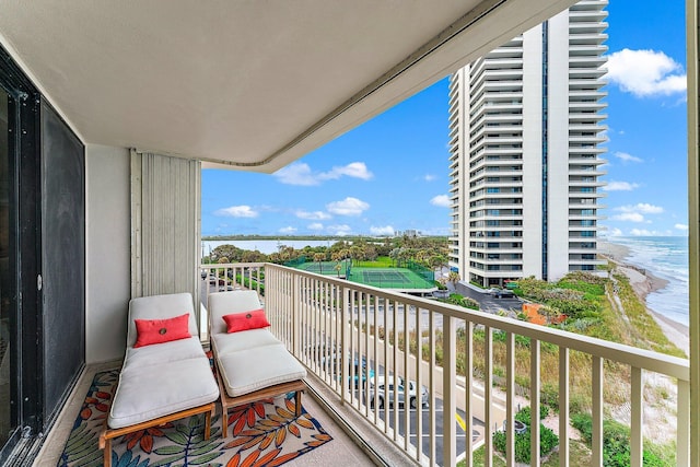 balcony with a water view