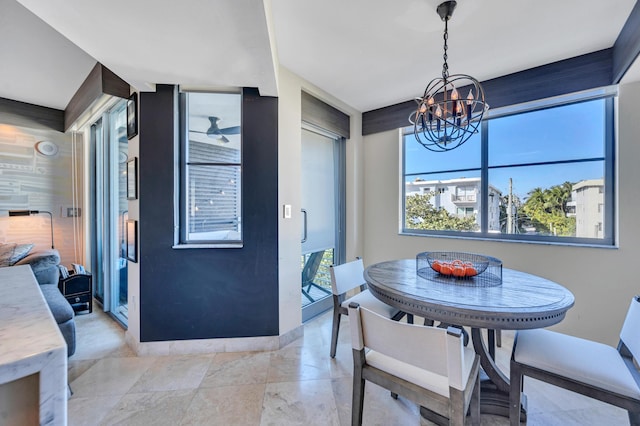 dining room featuring an inviting chandelier