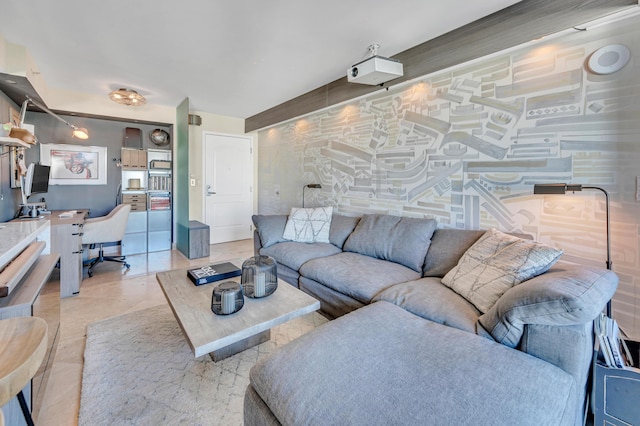 view of tiled living room