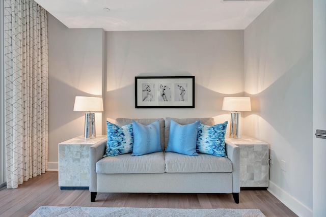 living room with hardwood / wood-style flooring